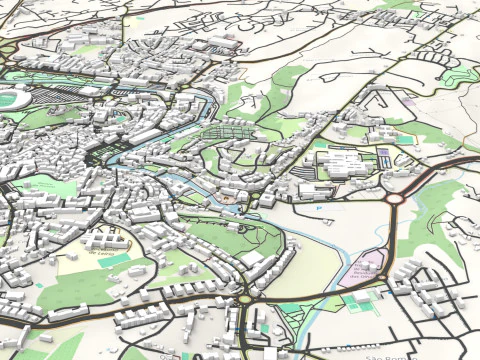 Paisagem urbana Leiria Portugal Modelo 3D