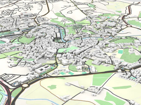 Paisagem urbana Leiria Portugal Modelo 3D