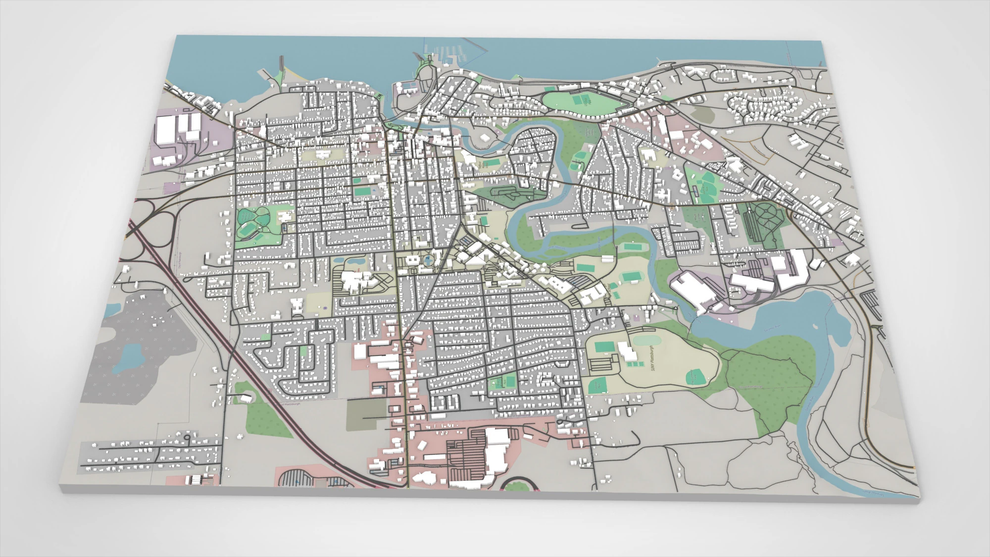 Paisagem urbana Plattsburgh Condado de Clinton Nova Iorque Estados Unidos Modelo 3D .c4d .max .obj .3ds .fbx .stl .blend
