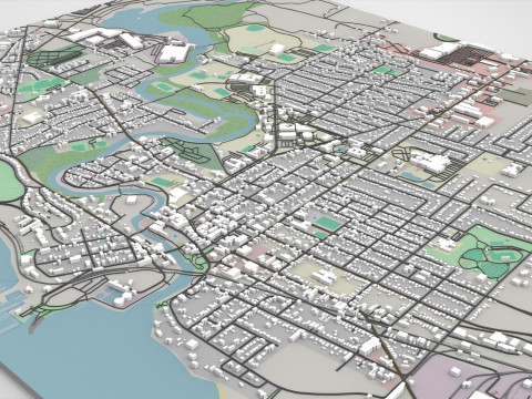 Cityscape Plattsburgh Clinton County New York United States 3D 모델