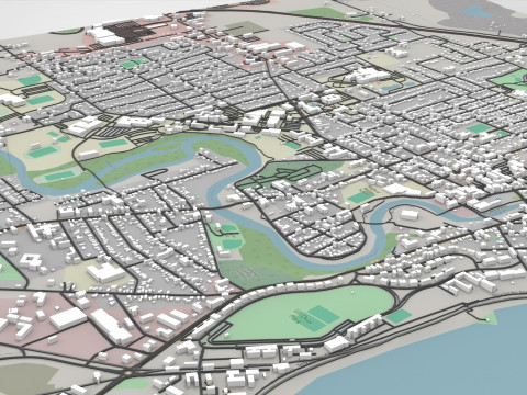Cityscape Plattsburgh Clinton County New York United States 3D 모델