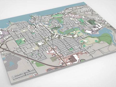 Paisagem urbana Plattsburgh Condado de Clinton Nova Iorque Estados Unidos Modelo 3D