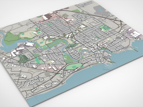 Cityscape Plattsburgh Clinton County New York United States 3D 모델