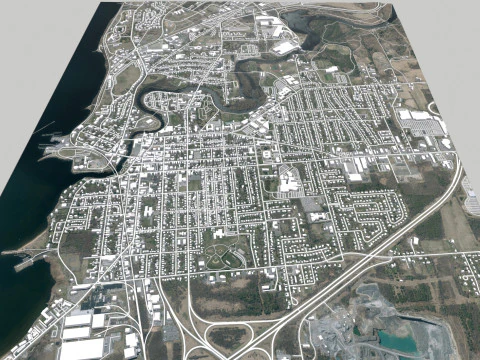 Paisagem urbana Plattsburgh Condado de Clinton Nova Iorque Estados Unidos Modelo 3D