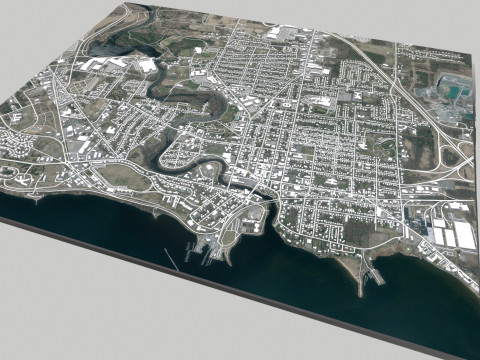 Cityscape Plattsburgh Clinton County New York United States 3D 모델