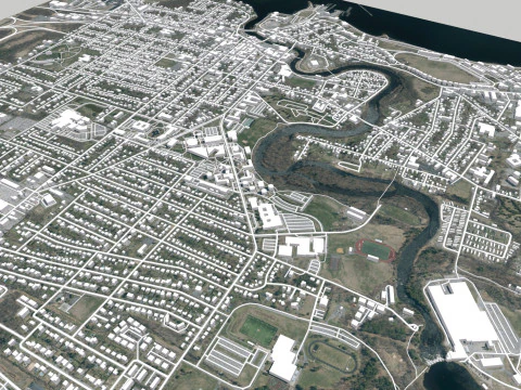 Paisagem urbana Plattsburgh Condado de Clinton Nova Iorque Estados Unidos Modelo 3D