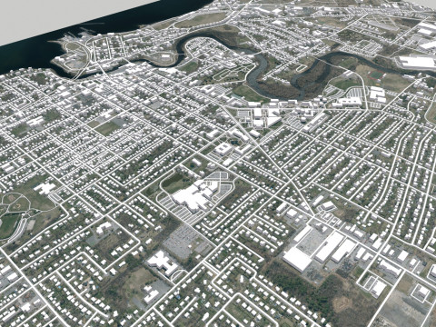 Cityscape Plattsburgh Clinton County New York United States 3D 모델