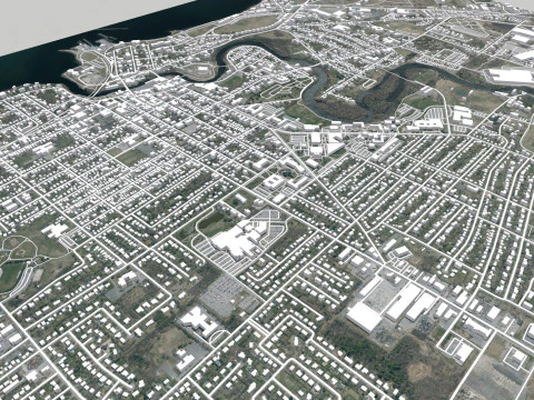 Paisagem urbana Plattsburgh Condado de Clinton Nova Iorque Estados Unidos Modelo 3D
