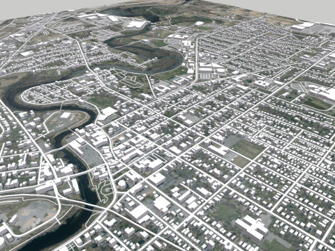 Cityscape Plattsburgh Clinton County New York United States 3D 모델