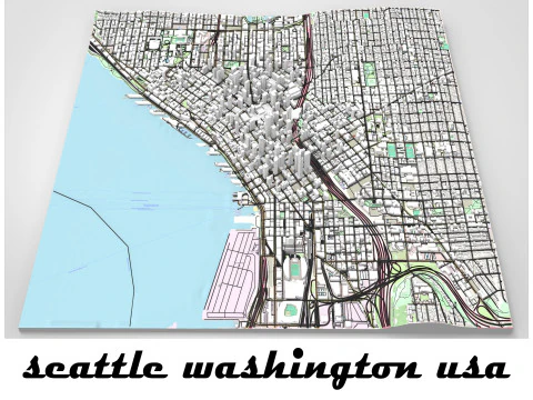 Cityscape Seattle Washington USA 3D Model