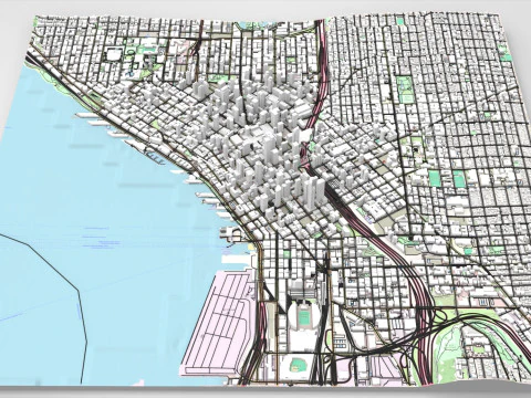 Cityscape Seattle Washington USA 3D Model