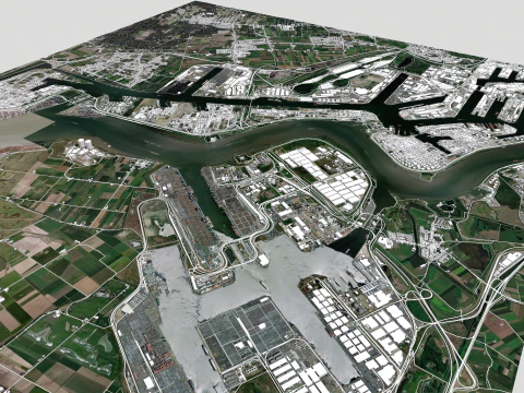 Port of Antwerpen Belgium 3D Model