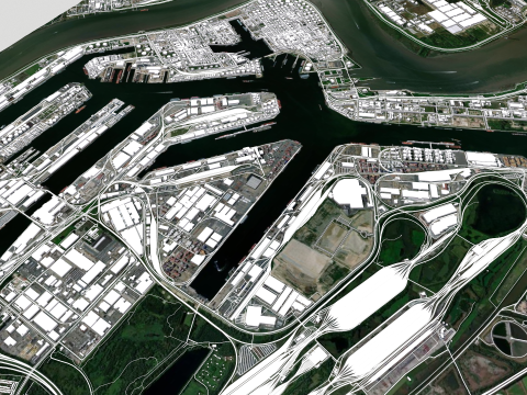Port of Antwerpen Belgium Model 3D