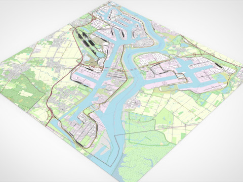 Port of Antwerpen Belgium Model 3D