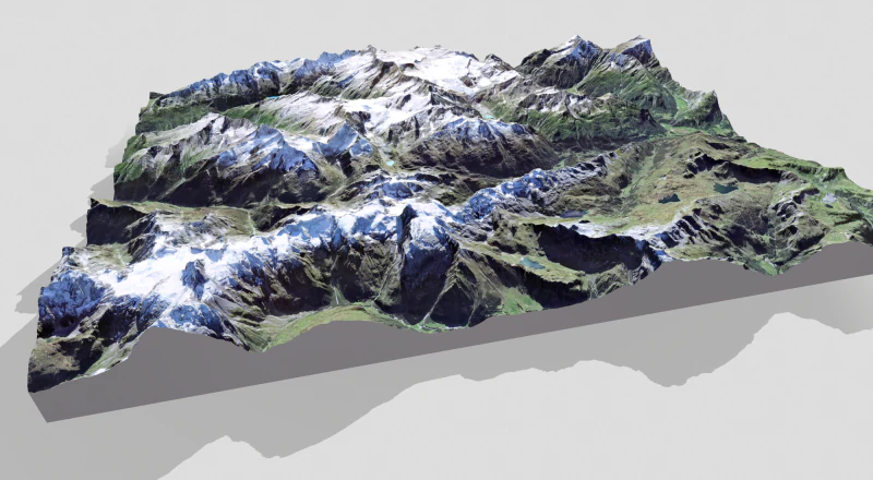 Paisaje de monta&ntilde;a Regi&oacute;n Taellistock Surselva CH Suiza Modelo 3D .c4d .max .obj .3ds .fbx .stl .blend 