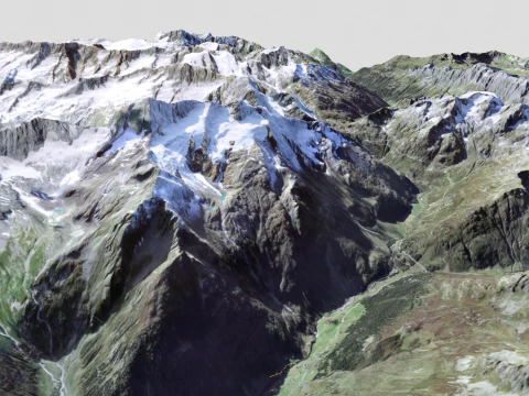 Paisaje de monta&ntilde;a Regi&oacute;n Taellistock Surselva CH Suiza Modelo 3D
