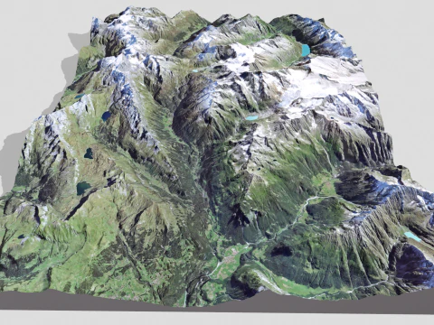 Paisaje de monta&ntilde;a Regi&oacute;n Taellistock Surselva CH Suiza Modelo 3D
