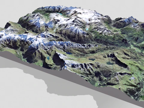 Paisaje de monta&ntilde;a Regi&oacute;n Taellistock Surselva CH Suiza Modelo 3D
