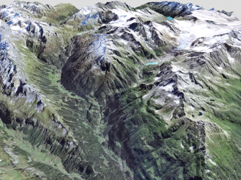 Paisaje de monta&ntilde;a Regi&oacute;n Taellistock Surselva CH Suiza Modelo 3D