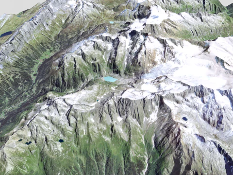 Paisaje de monta&ntilde;a Regi&oacute;n Taellistock Surselva CH Suiza Modelo 3D