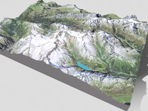 Paisaje de monta&ntilde;a Regi&oacute;n Taellistock Surselva CH Suiza Modelo 3D