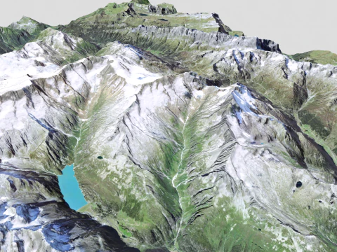 Paisaje de monta&ntilde;a Regi&oacute;n Taellistock Surselva CH Suiza Modelo 3D