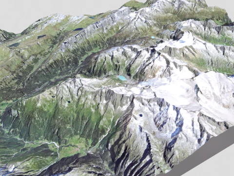 Paisaje de monta&ntilde;a Regi&oacute;n Taellistock Surselva CH Suiza Modelo 3D