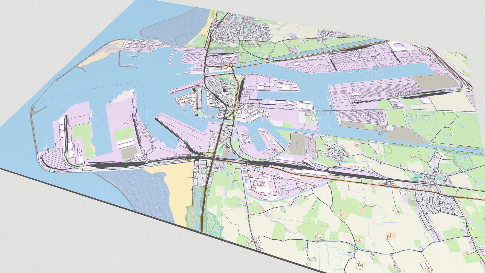 Cityscape Zeebrugge Belgium 3D Model .c4d .max .obj .3ds .fbx .stl .blend 