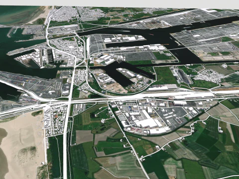 Cityscape Zeebrugge Belgium 3D Model