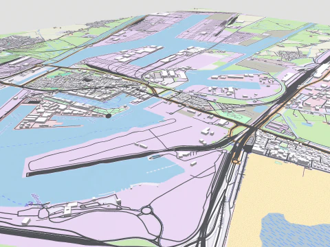 Cityscape Zeebrugge Belgium 3D Model