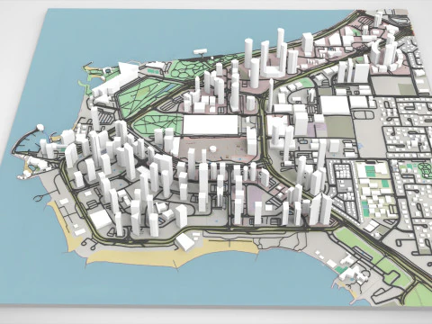 Paisaje urbano Doha Qatar Modelo 3D