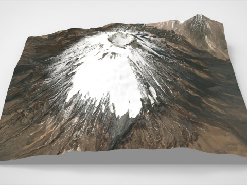 Mountain landscape Volcano Parinacota Bolivia and Chile 3D Model