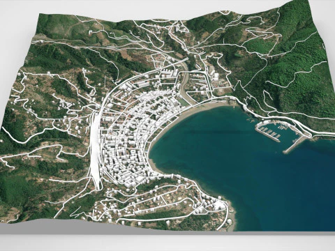 Pemandangan kota Sapri Italia Model 3D