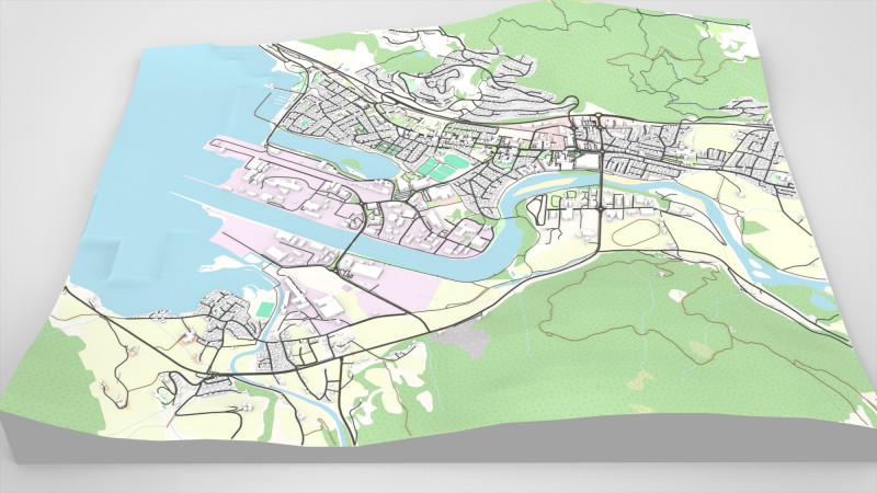 Cityscape Orkanger Norway 3D Model .c4d .max .obj .3ds .fbx .stl .blend