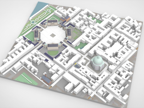 The Royal Palace Amalienborg Copenhagen Denmark 3D Model