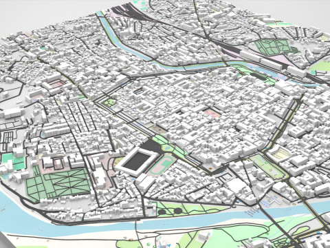 Cityscape Carcassonne France 3D Model
