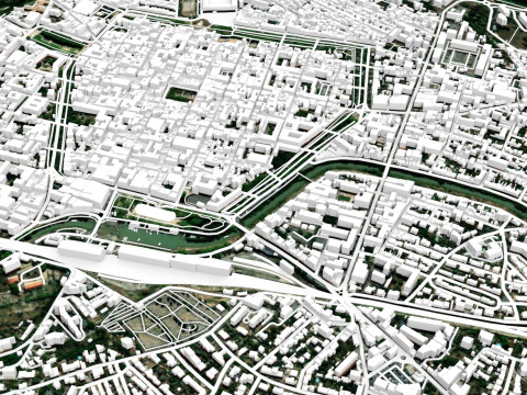 Cityscape Carcassonne France 3D Model