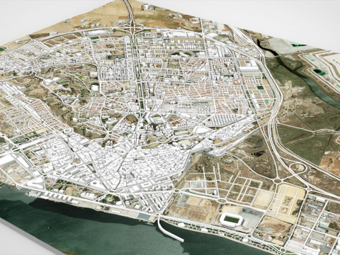 Cityscape Huelva Spain 3D Model