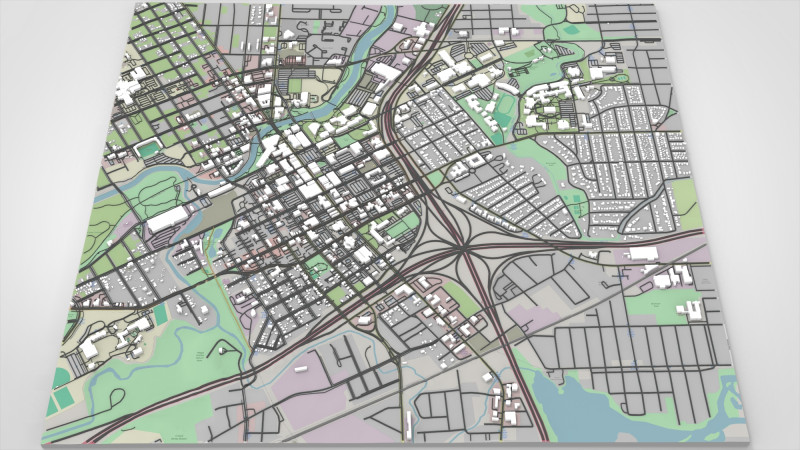 Cityscape Flint Michigan USA 3D 모델 .c4d .max .obj .3ds .fbx .stl .blend