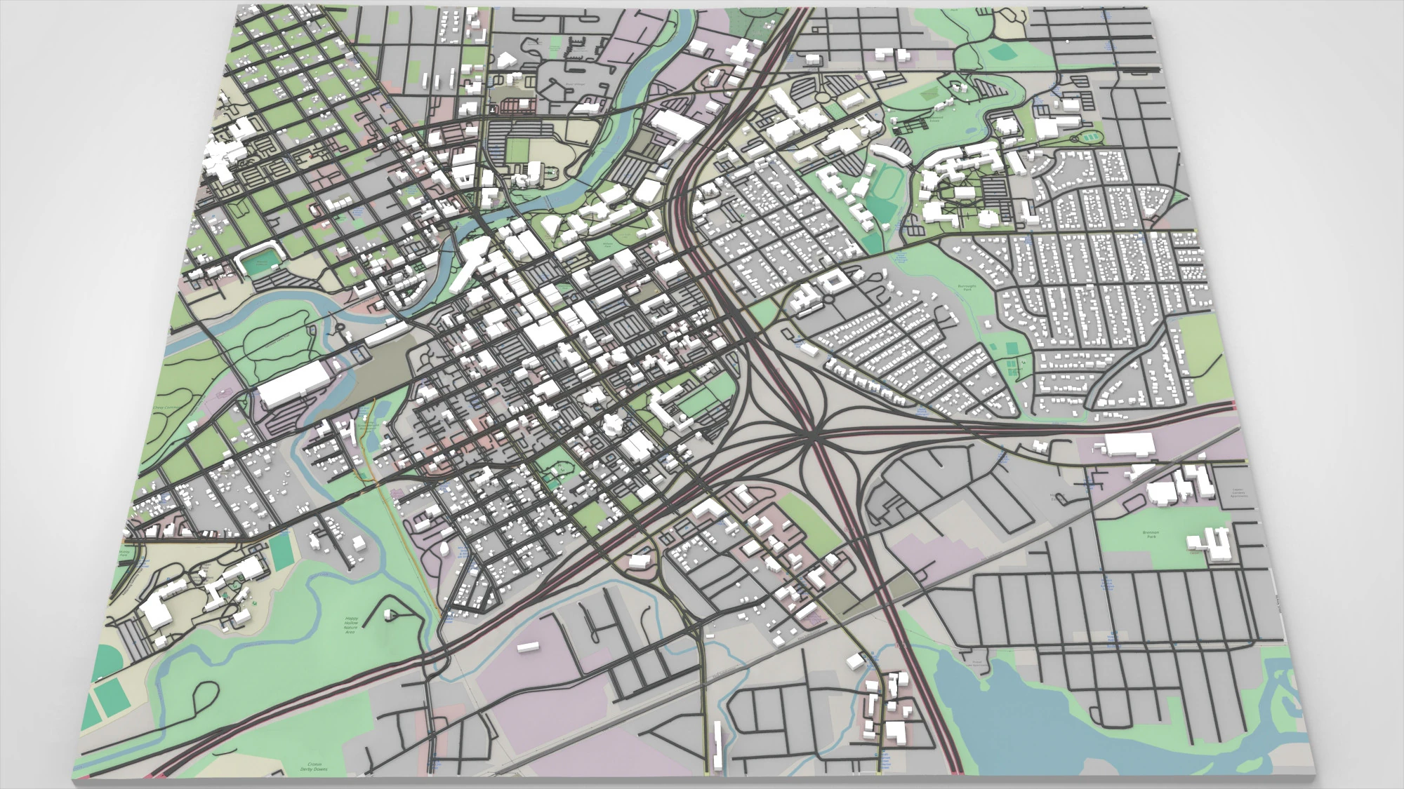 Cityscape Flint Michigan USA 3D Model .c4d .max .obj .3ds .fbx .stl .blend