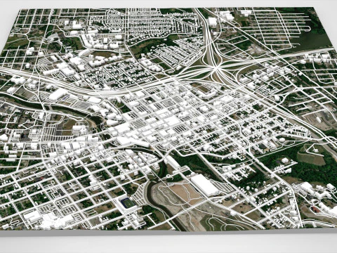 Cityscape Flint Michigan USA 3D Model