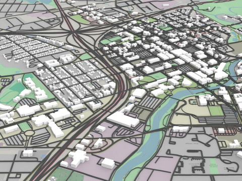 Cityscape Flint Michigan USA 3D 모델