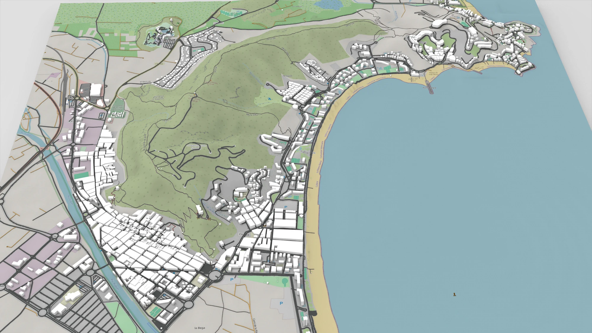 Cityscape Cullera Spain 3D Model .c4d .max .obj .3ds .fbx .stl .blend 