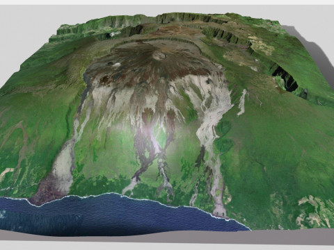 Mountain landscape Dolomieu Crater Saint Philippe Reunion France 3Dモデル