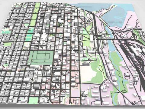 Paisagem urbana de Anchorage, Alasca, Estados Unidos Modelo 3D