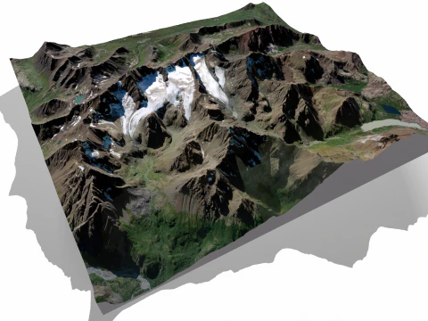 Paysage de montagne fl&ucirc;te et orgue glacier Anchorage Alaska USA Modèle 3D