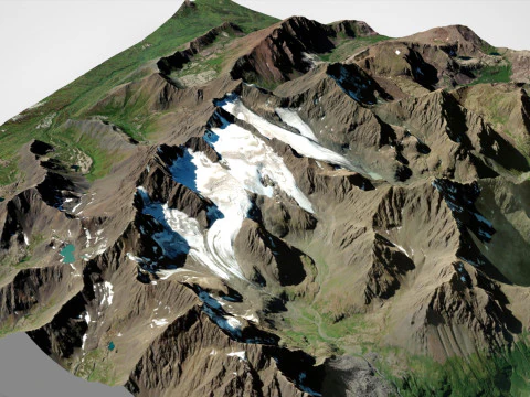 Paysage de montagne fl&ucirc;te et orgue glacier Anchorage Alaska USA Modèle 3D