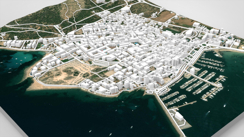 Cityscape Sant Antoni de Portmany Ibiza Balearic Islands Spain 3D Model .c4d .max .obj .3ds .fbx .stl .blend 