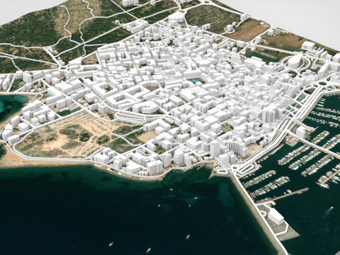 Cityscape Sant Antoni de Portmany Ibiza Balearic Islands Spain Modello 3D