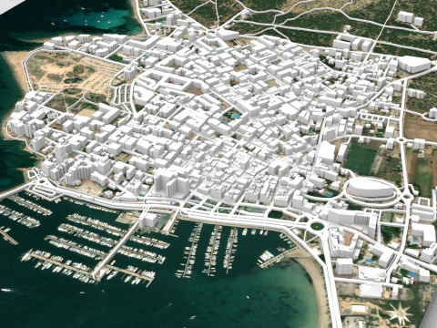 Paesaggio urbano Sant Antoni de Portmany Ibiza Isole Baleari Spagna Modello 3D